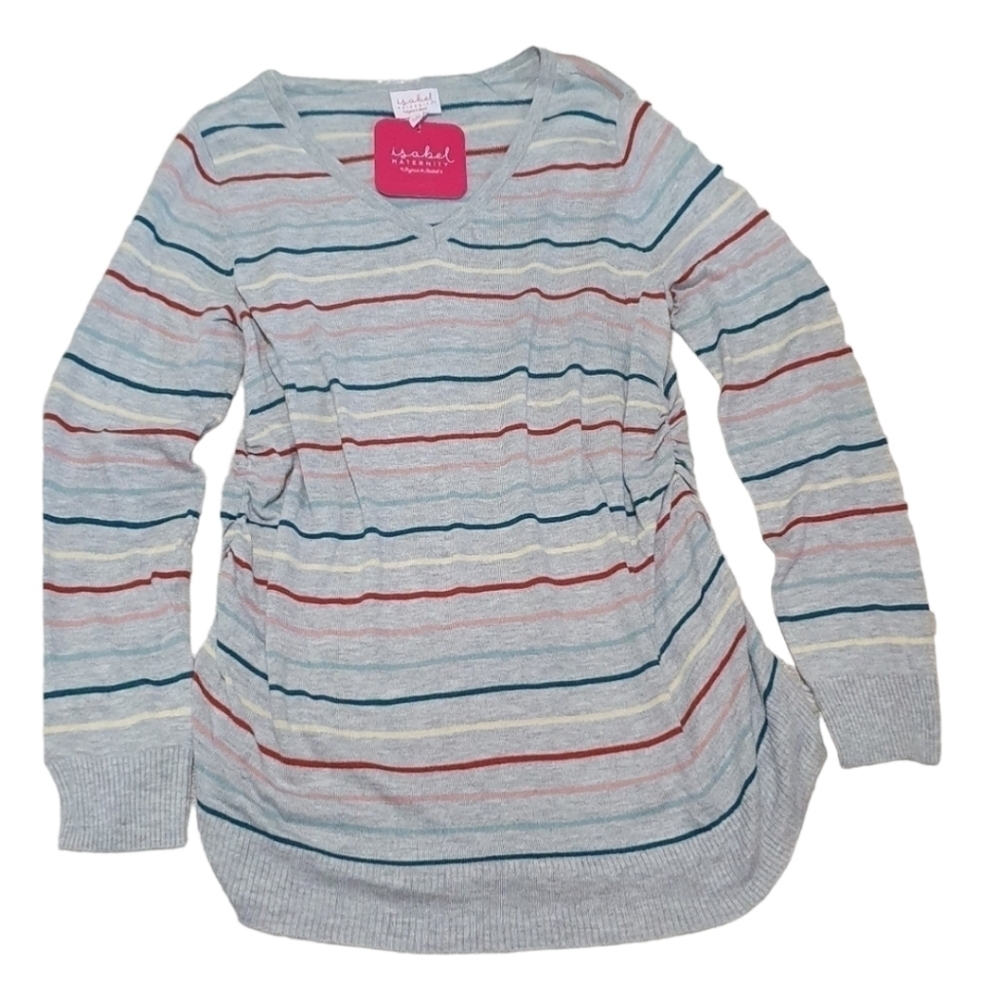 ISABEL MATERNITY Lightweight Knit Sweater Multi-colored Stripes Womens Sz M NWT‎